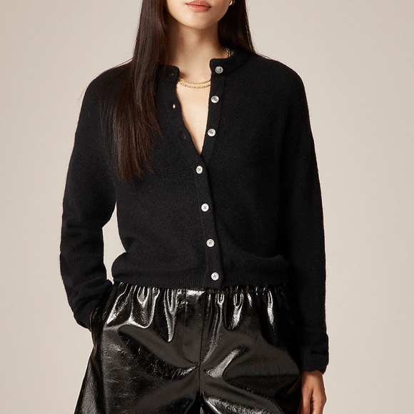 J. Crew Supersoft bubble-hem cardigan Women's Small Classic Black Sweater - Picture 2 of 9